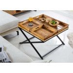 Table basse en bois et plateaux amovibles