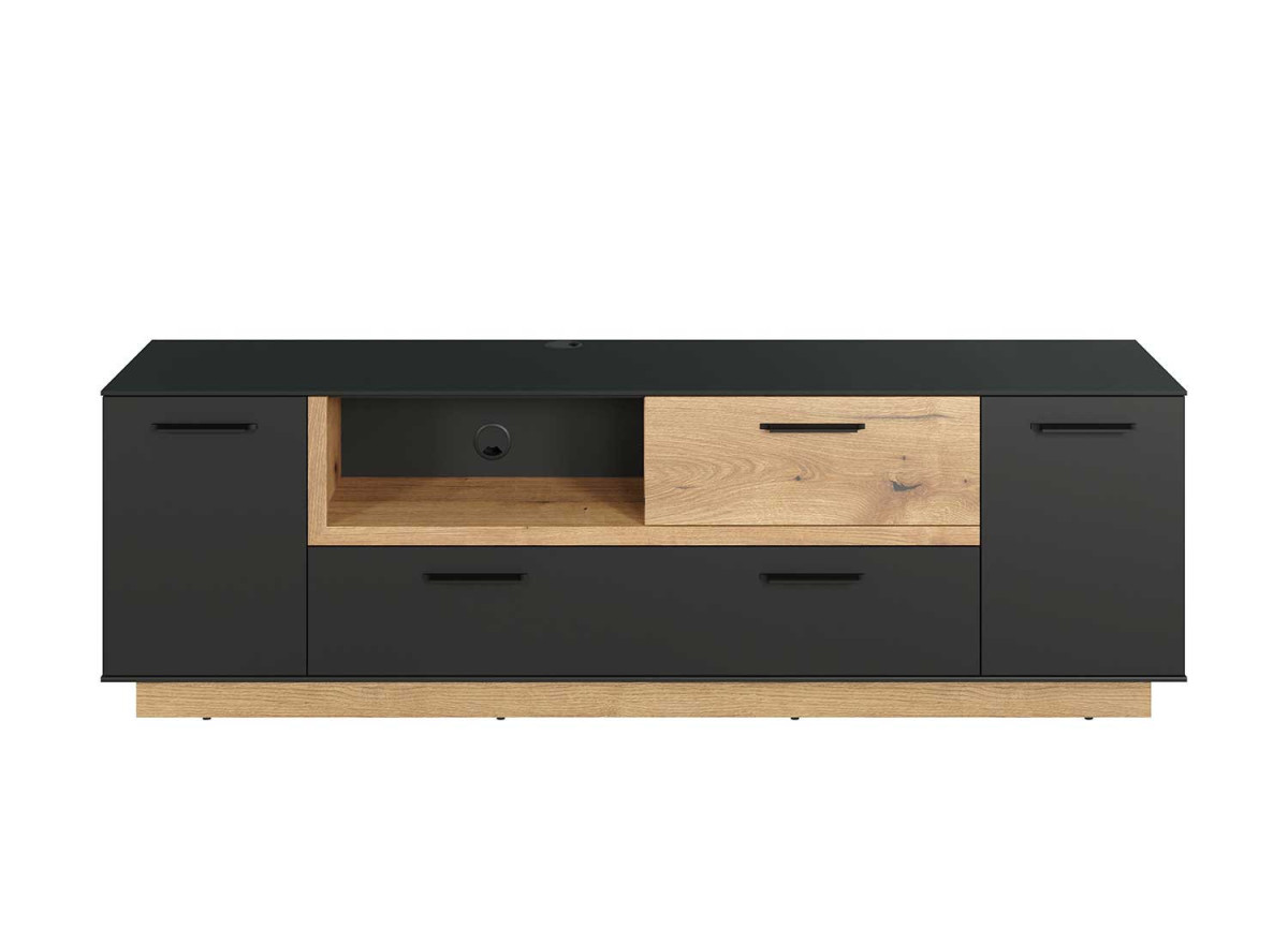 Meuble TV gris et bois 187 cm