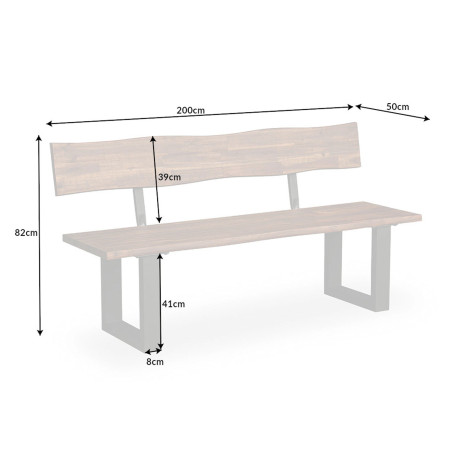 Banc salle à manger en bois et métal