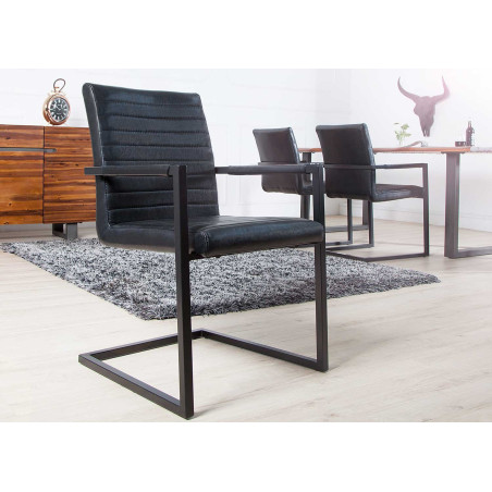 Lot de 4 chaises en simili noir antique