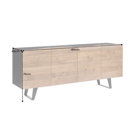 Buffet noir et bois 180 cm