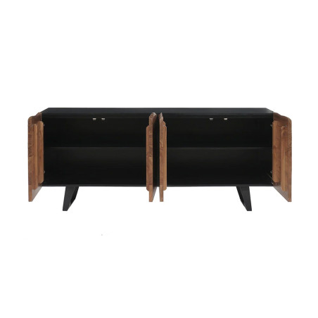 Buffet noir et bois 180 cm