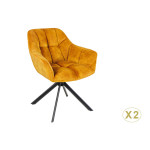 Fauteuils rotatifs métal et velours jaune