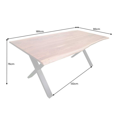 Table repas industriel en acacia 180 cm