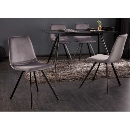 Chaises velours gris foncé