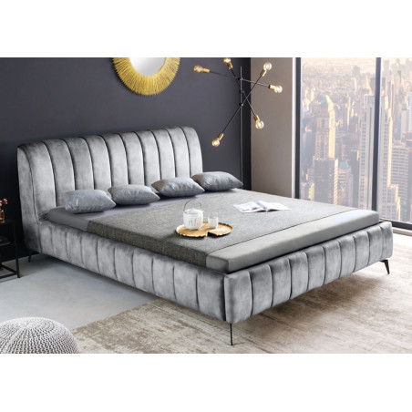 Lit adulte velours gris