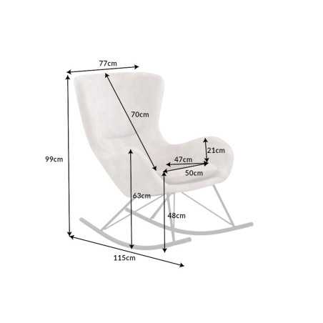 Chaise à bascule champagne et métal noir