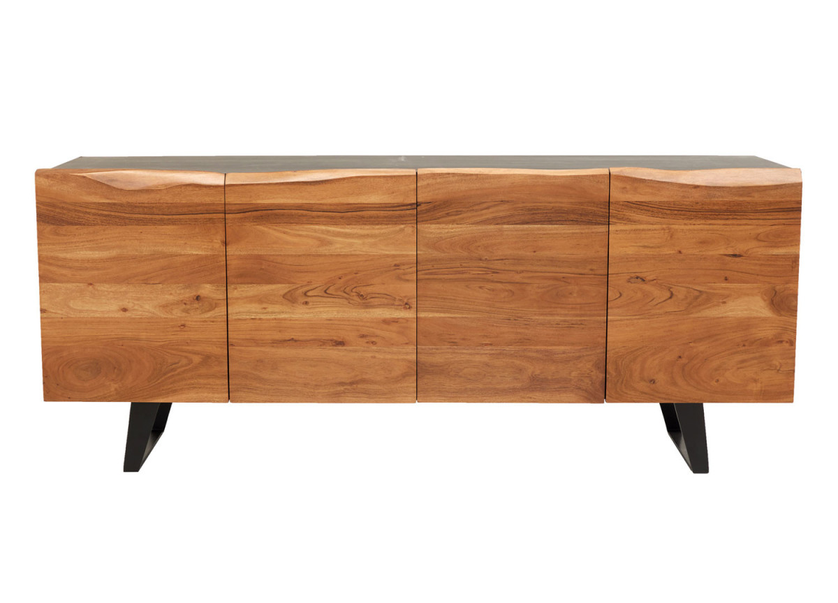 Buffet noir et bois 180 cm