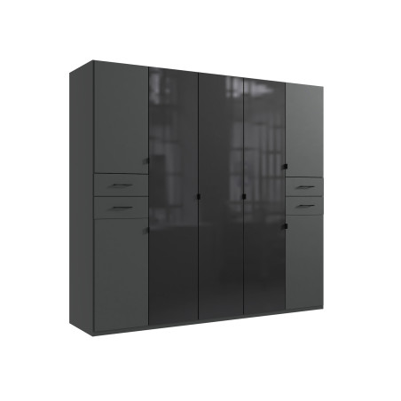 Armoire 7 portes graphite et verre noir