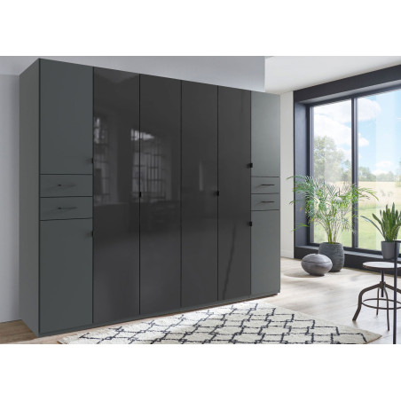 Armoire dressing 270 cm verre noir