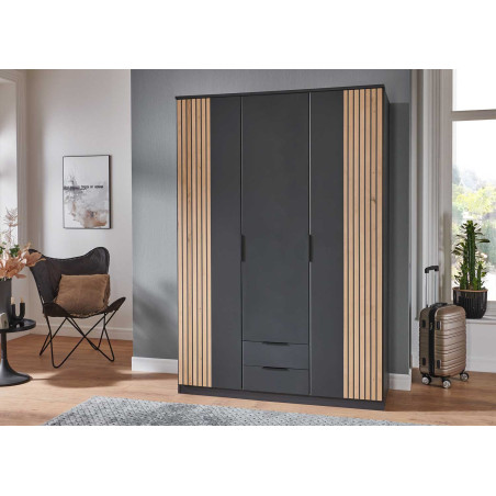 Armoire penderie 3 portes 2 tiroirs