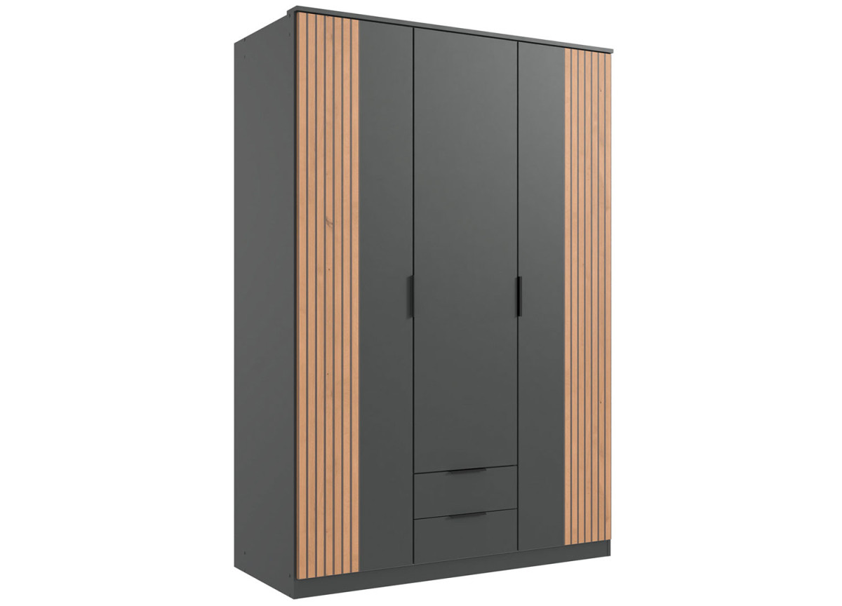 Armoire penderie 3 portes 2 tiroirs