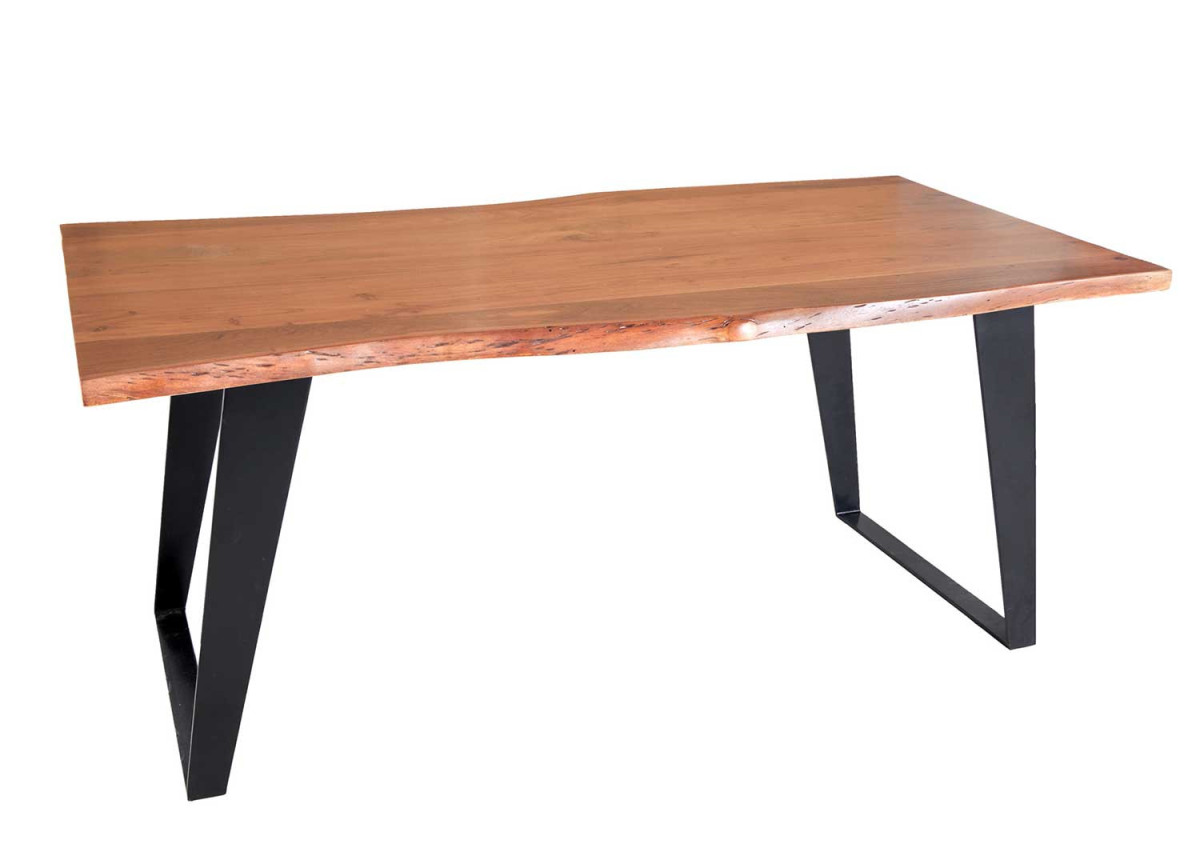 Table de repas 180 cm acacia et métal