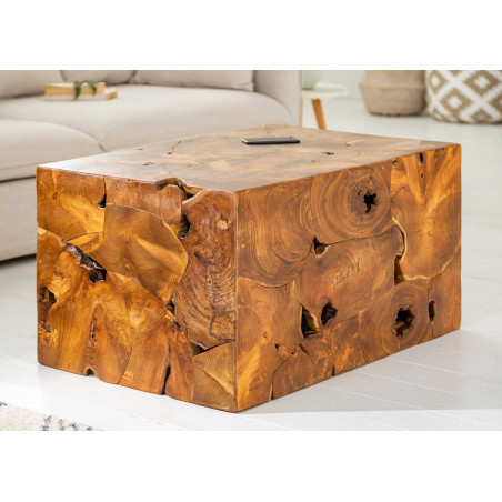 Table basse cube 90 cm en teck