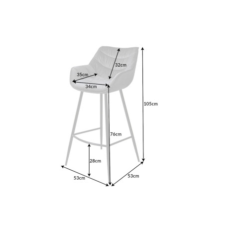 Tabourets de bar en velours gris et métal