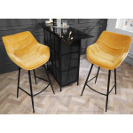 Fauteuils de bar modernes velours jaune