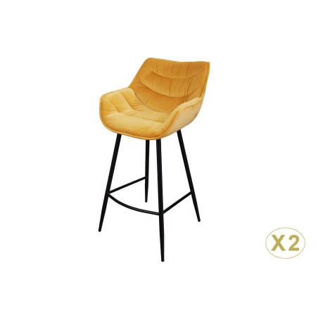 Fauteuils de bar modernes velours jaune