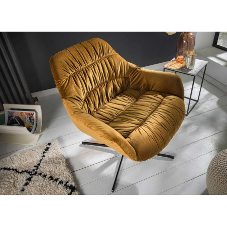 Fauteuil de relaxation jaune moutarde