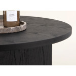 Table basse ronde en placage noir