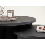 Table basse ronde en placage noir