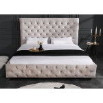 Lit style moderne baroque en velours champagne