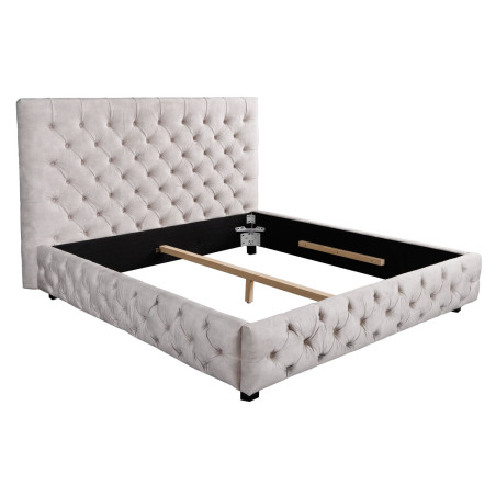 Lit style moderne baroque en velours champagne