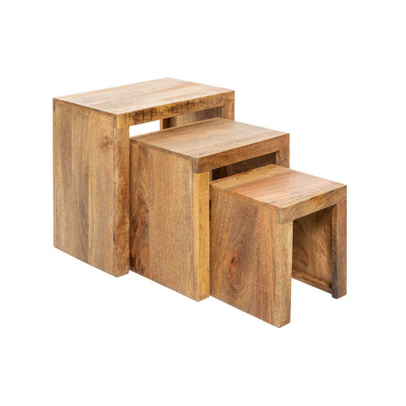 Set de 3 tables d'appoints en bois de manguier