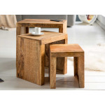 Set de 3 tables d'appoints en bois de manguier