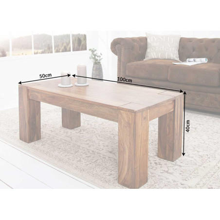 Table basse rectangulaire en sesham 100 cm