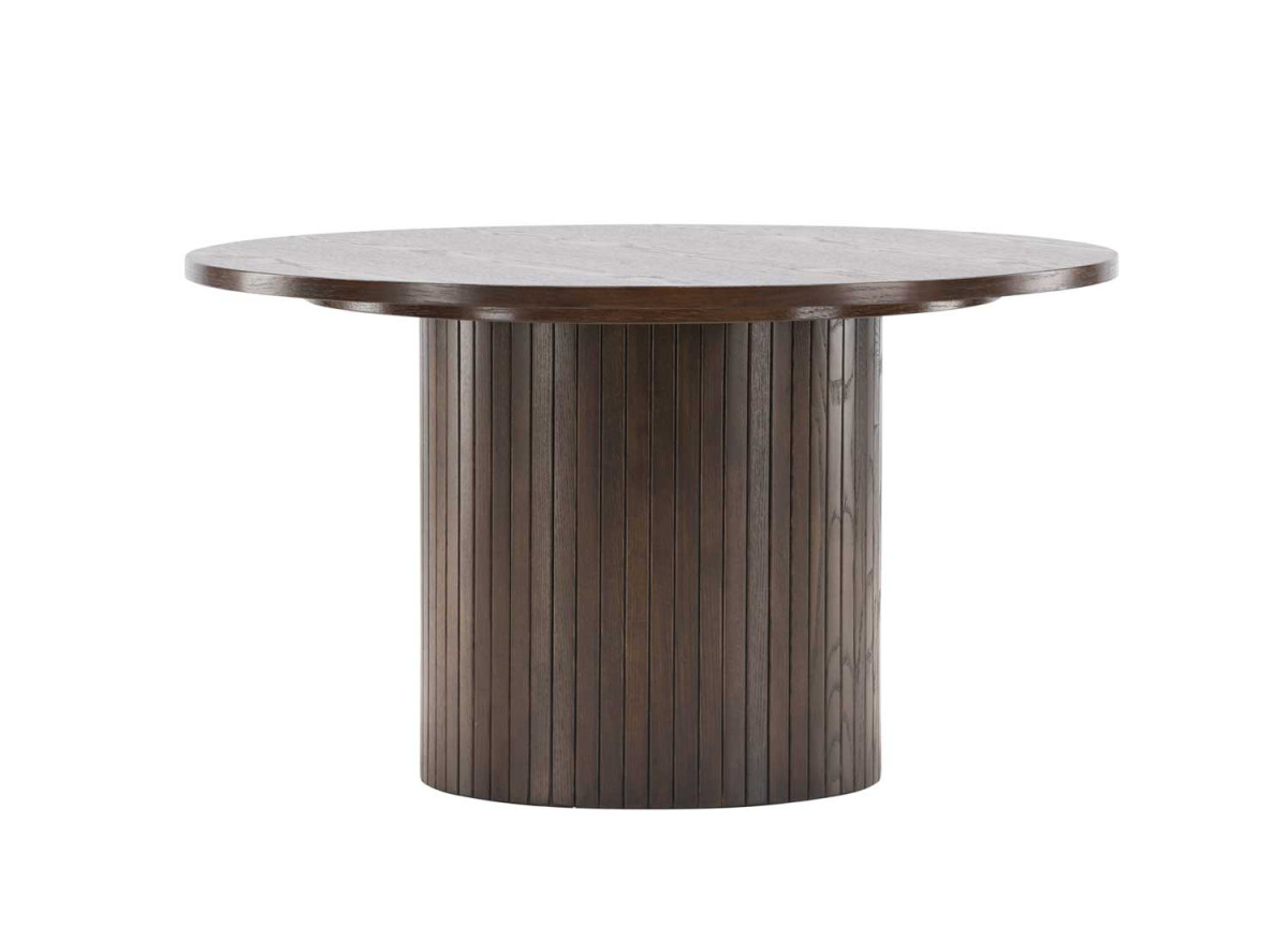 Table basse ronde imitation bois moka