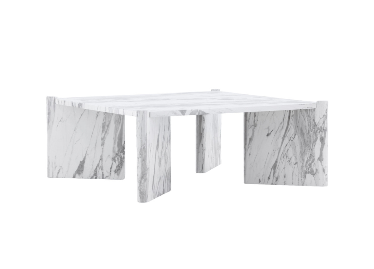 Table basse carrée 100 cm marbré blanc et gris