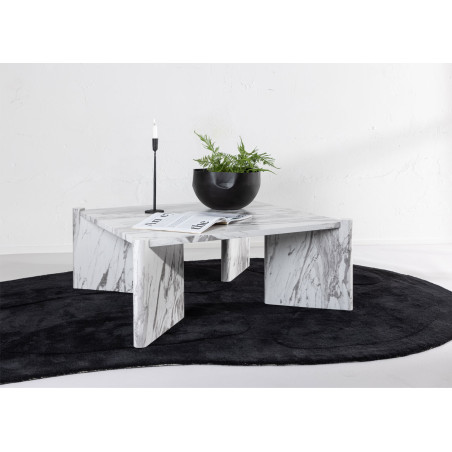 Table basse carrée 100 cm marbré blanc et gris