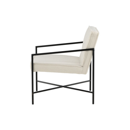 Fauteuil métal noir et tissu teddy blanc