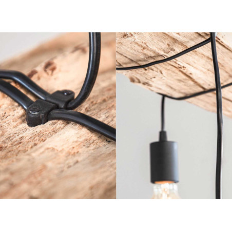 Suspension luminaire poutre en bois massif