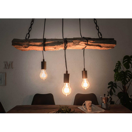 Suspension luminaire poutre en bois massif