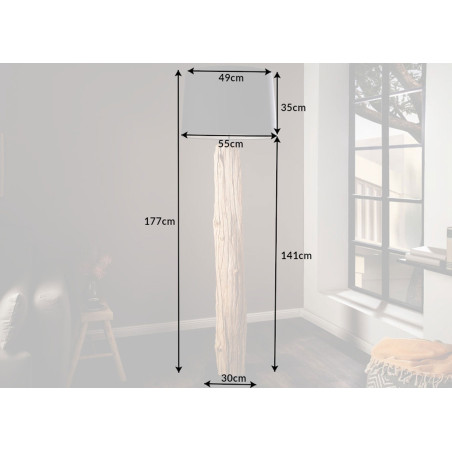 Lampe sur pied 177 cm bois flotté et lin noir