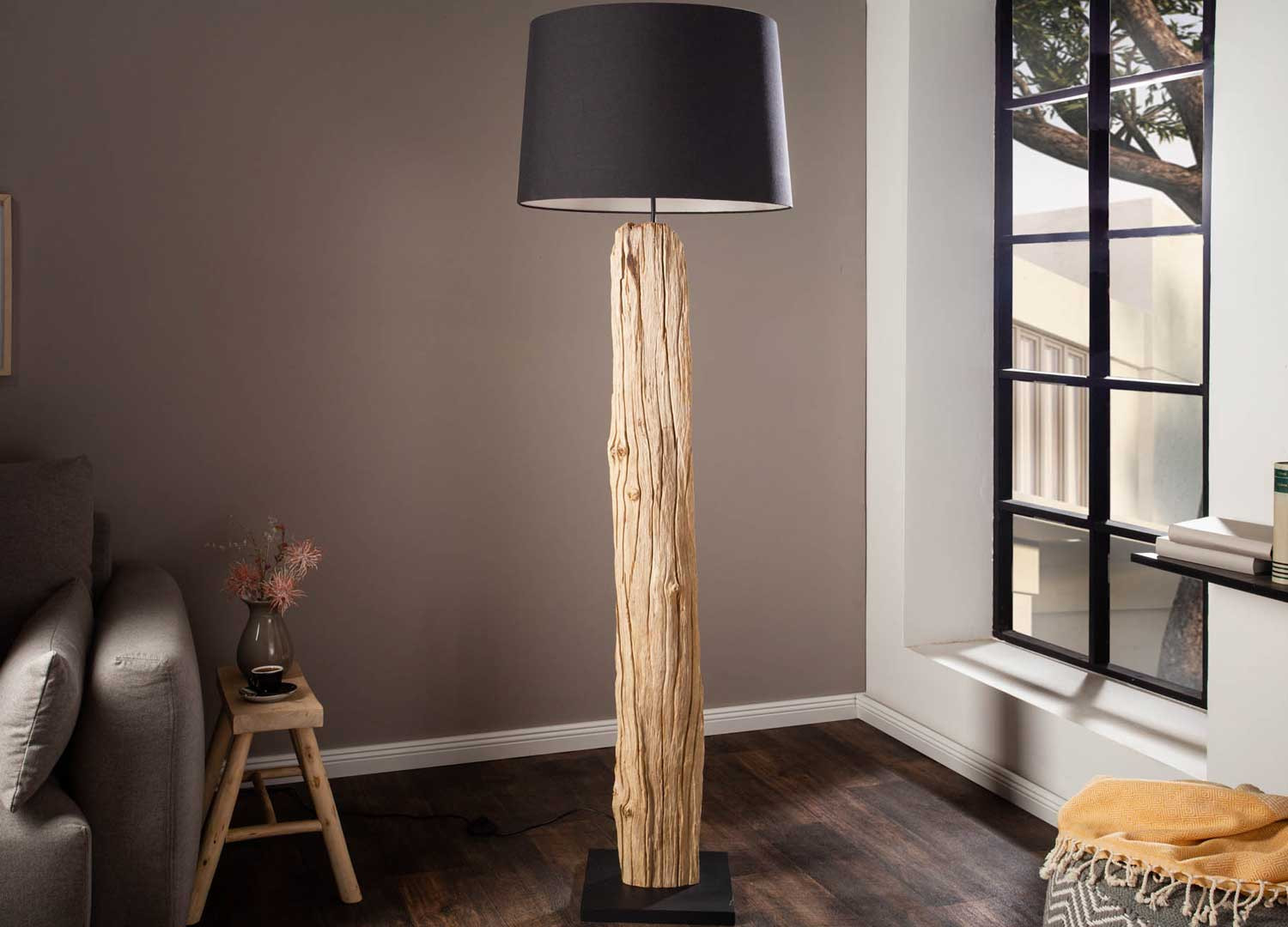 Lampadaire sur pied 175 cm en bois flotté - Cbc-Meubles