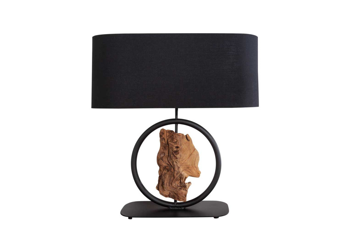 Lampe de table en bois et métal