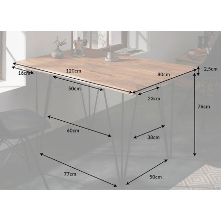 Petite table en bois massif 120 cm