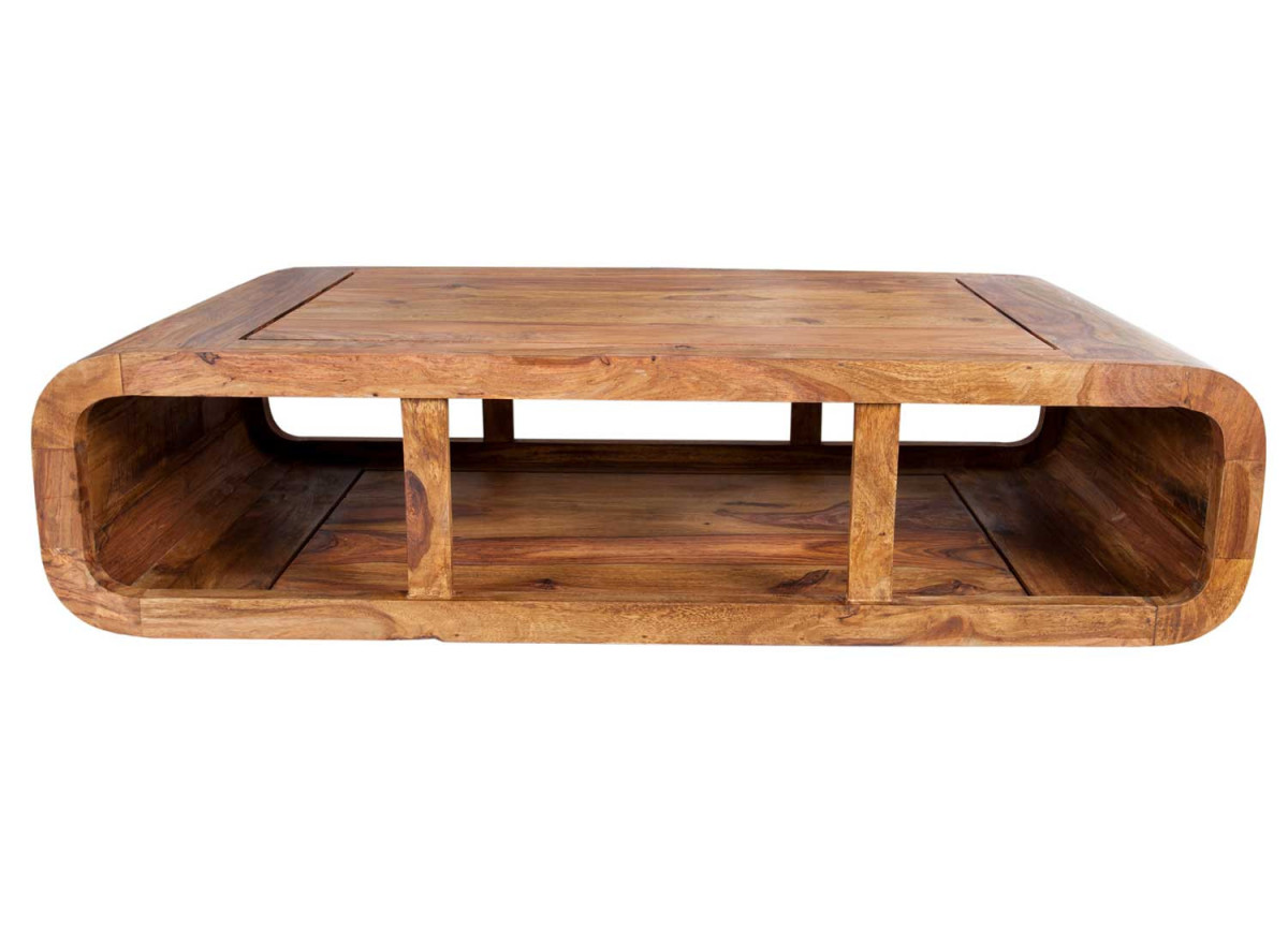 Table basse rectangulaire en bois de sesham 100x50 cm