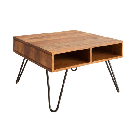 Petite table basse pieds en épingle et bois massif