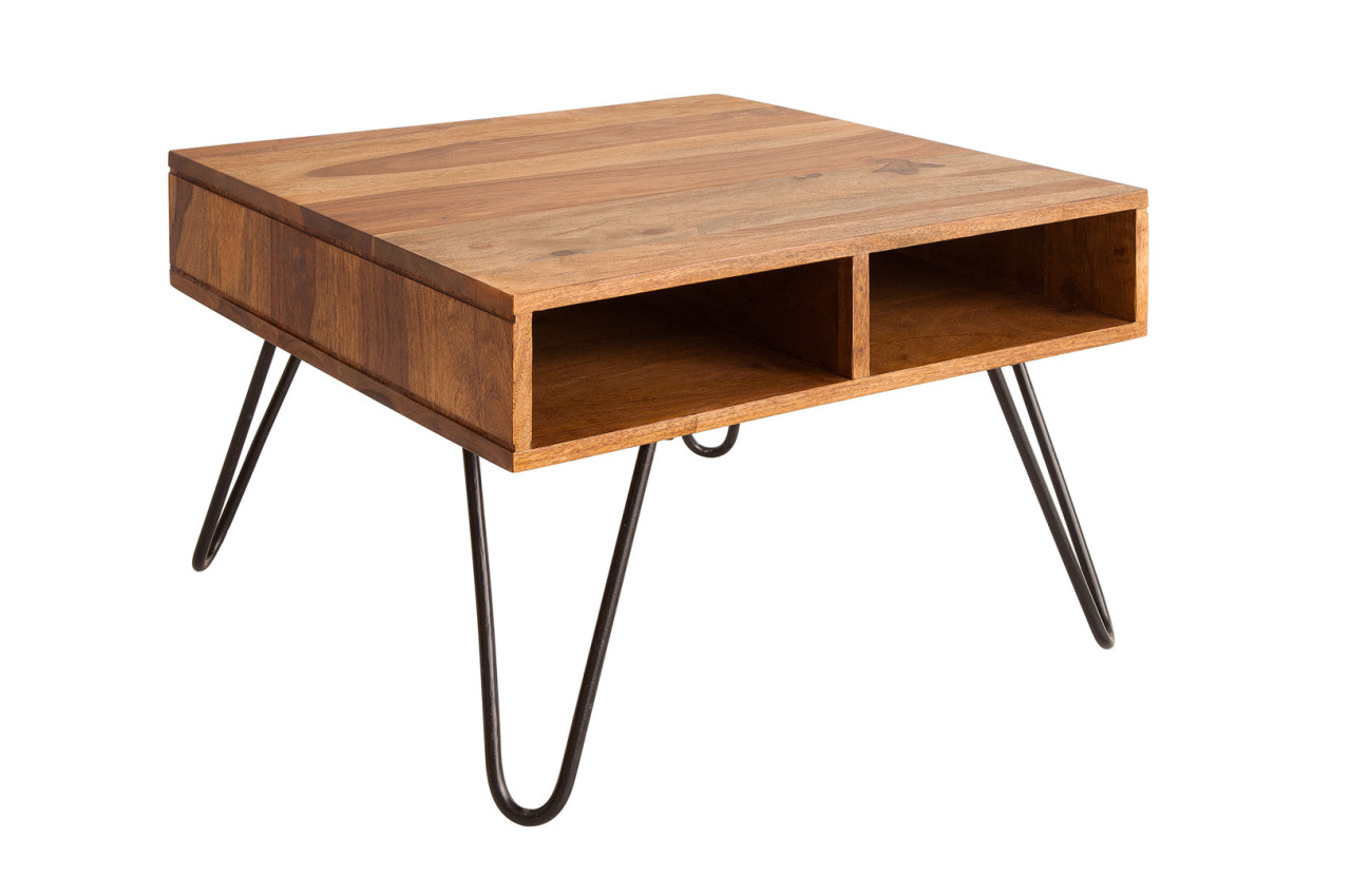 Petite table basse pieds en épingle et bois massif