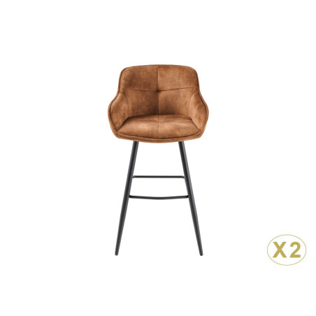 Chaises de bar velours marron