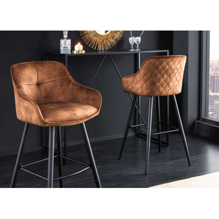 Chaises de bar velours marron