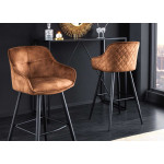 Chaises de bar velours marron