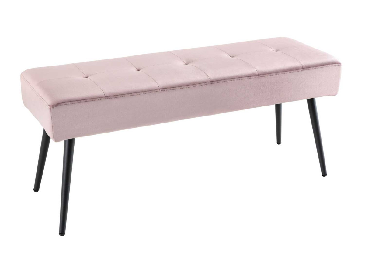 Banc d'entrée en velours rose 100 cm