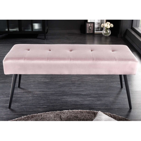 Banc d'entrée en velours rose 100 cm