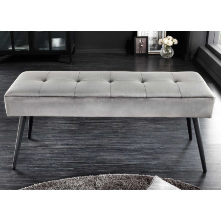 Banc d'entrée en velours gris 100 cm