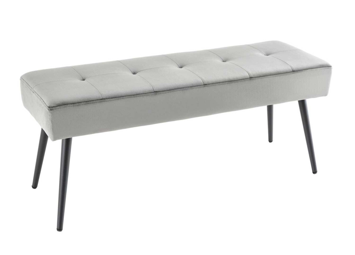 Banc d'entrée en velours gris 100 cm