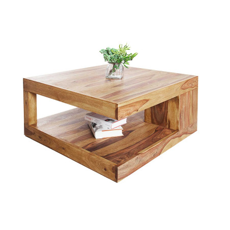 Table basse carrée originale en bois massif